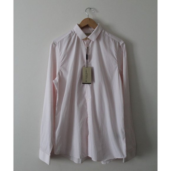 Burberry London Poplin Striped Button Up Men's Shirt City Pink Size 15.5 - Picture 2 of 8